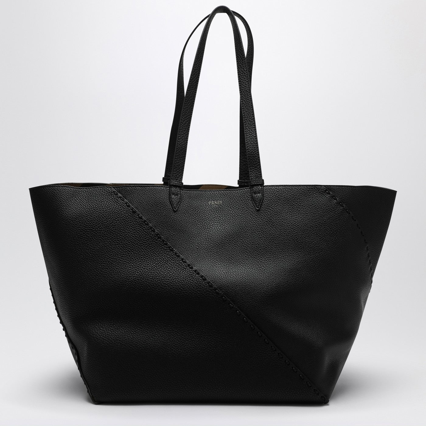 Fendi Black Diagonal Shopping Large Selleria Bag Men FENDI