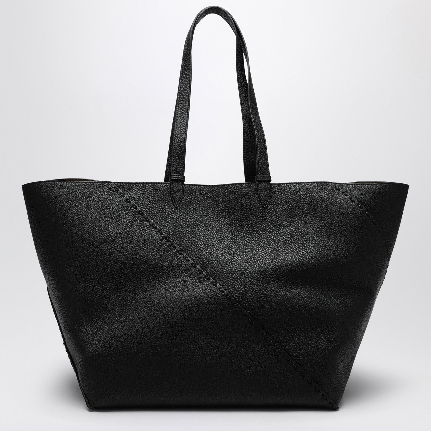 Fendi Black Diagonal Shopping Large Selleria Bag Men FENDI