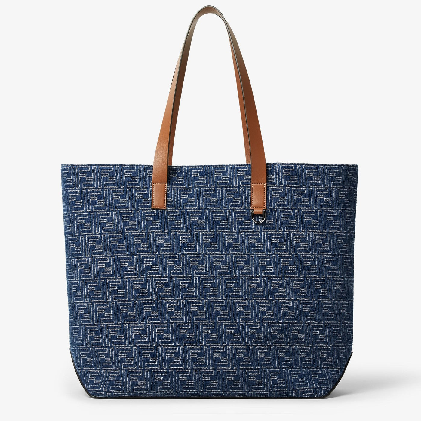 Fendi Medium Shopping Bag In Blue Denim-Effect Ff Jacquard Men FENDI