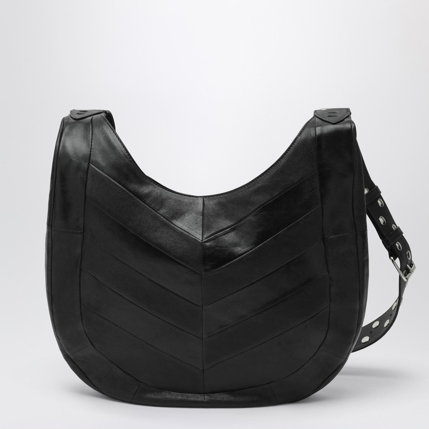 Valentino Garavani Medium Hoboho Bag In Black Chevron-Pattern Nappa Men VALENTINO GARAVANI