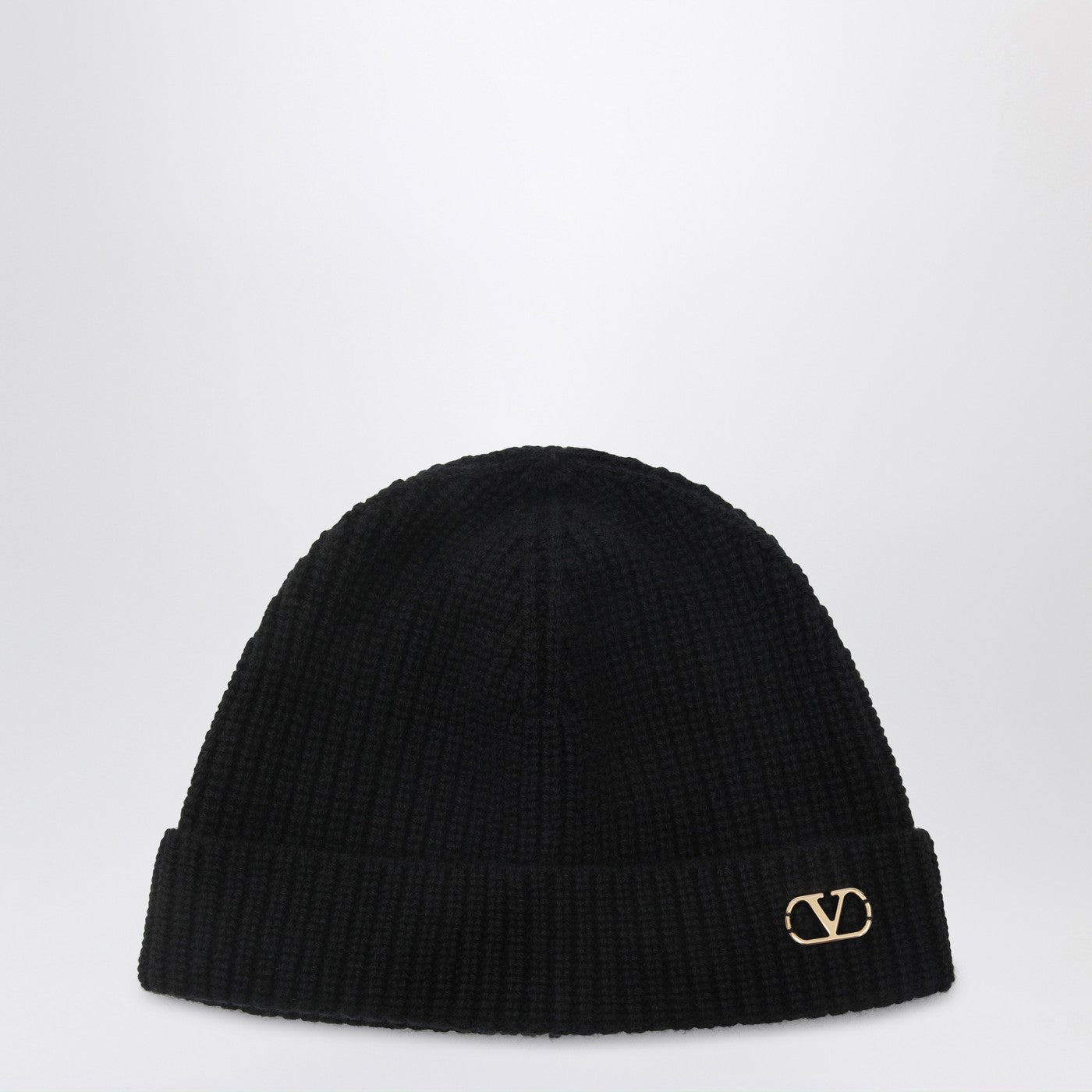 Valentino Garavani Vlogo Signature Beanie Black In Cashmere Men VALENTINO GARAVANI