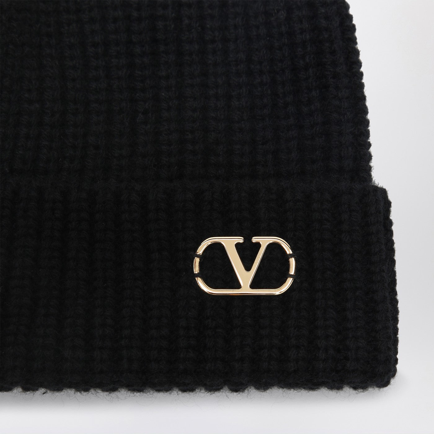 Valentino Garavani Vlogo Signature Beanie Black In Cashmere Men VALENTINO GARAVANI