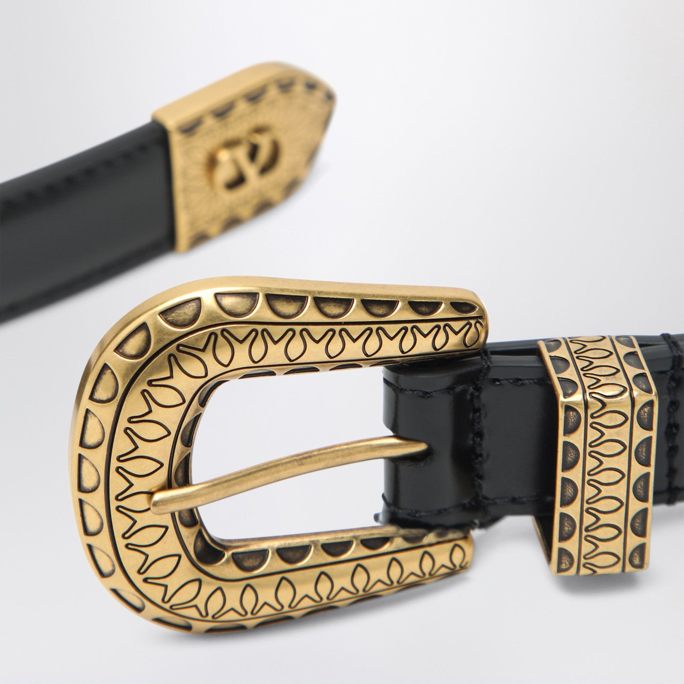 Valentino Garavani Black Vlogo Signature Belt In Polished Calfskin Men VALENTINO GARAVANI