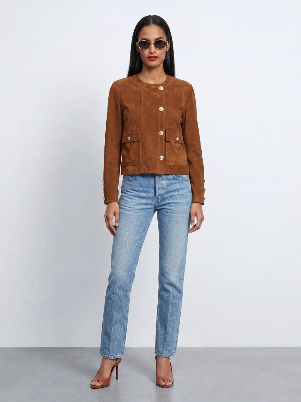 Saint Laurent Women Straight Jeans In Authentic Medium Blue Denim SAINT LAURENT