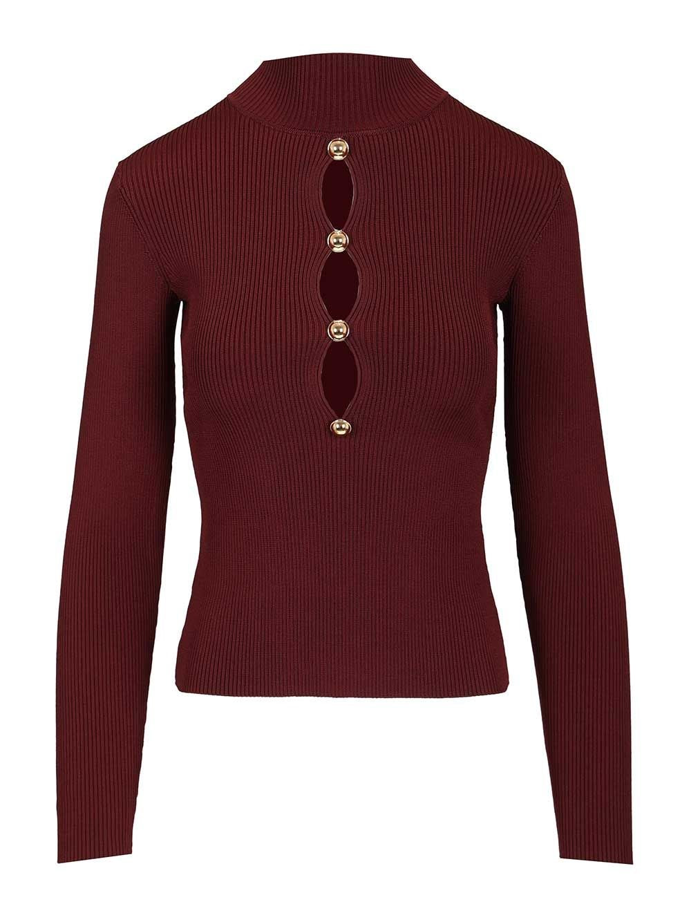 Self-Portrait Women Long-Sleeved Knitted Top With Keyhole SELF-PORTRAIT