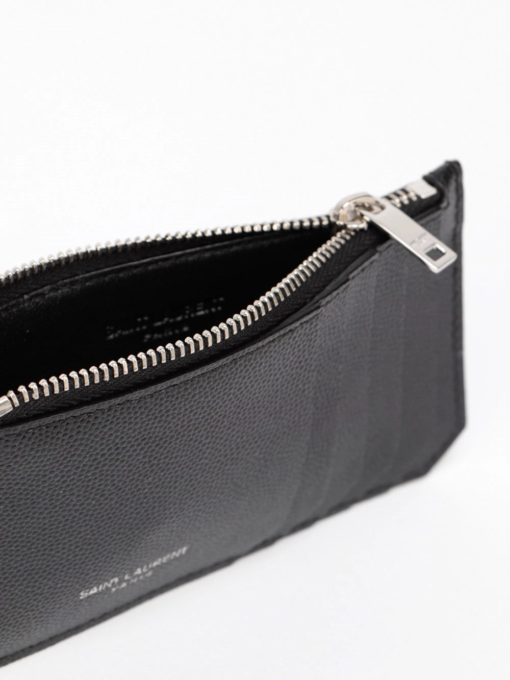 Saint Laurent Men Saint Laurent Paris Fragments Zipped Card Case In Grain De Poudre Leather SAINT LAURENT