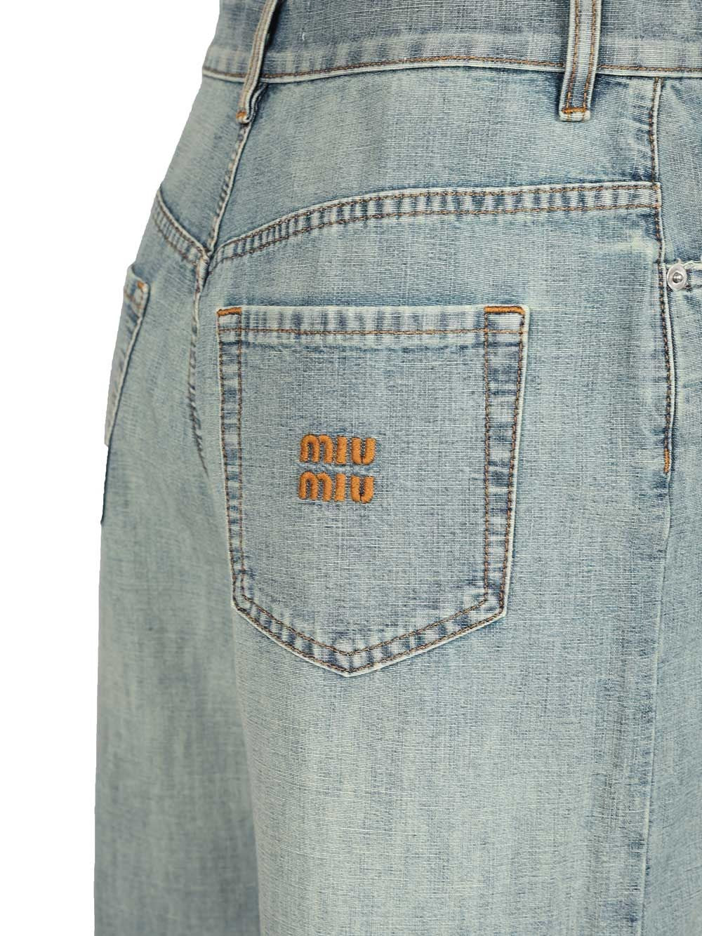 Miu Miu Women Chambray Denim Trousers MIU MIU