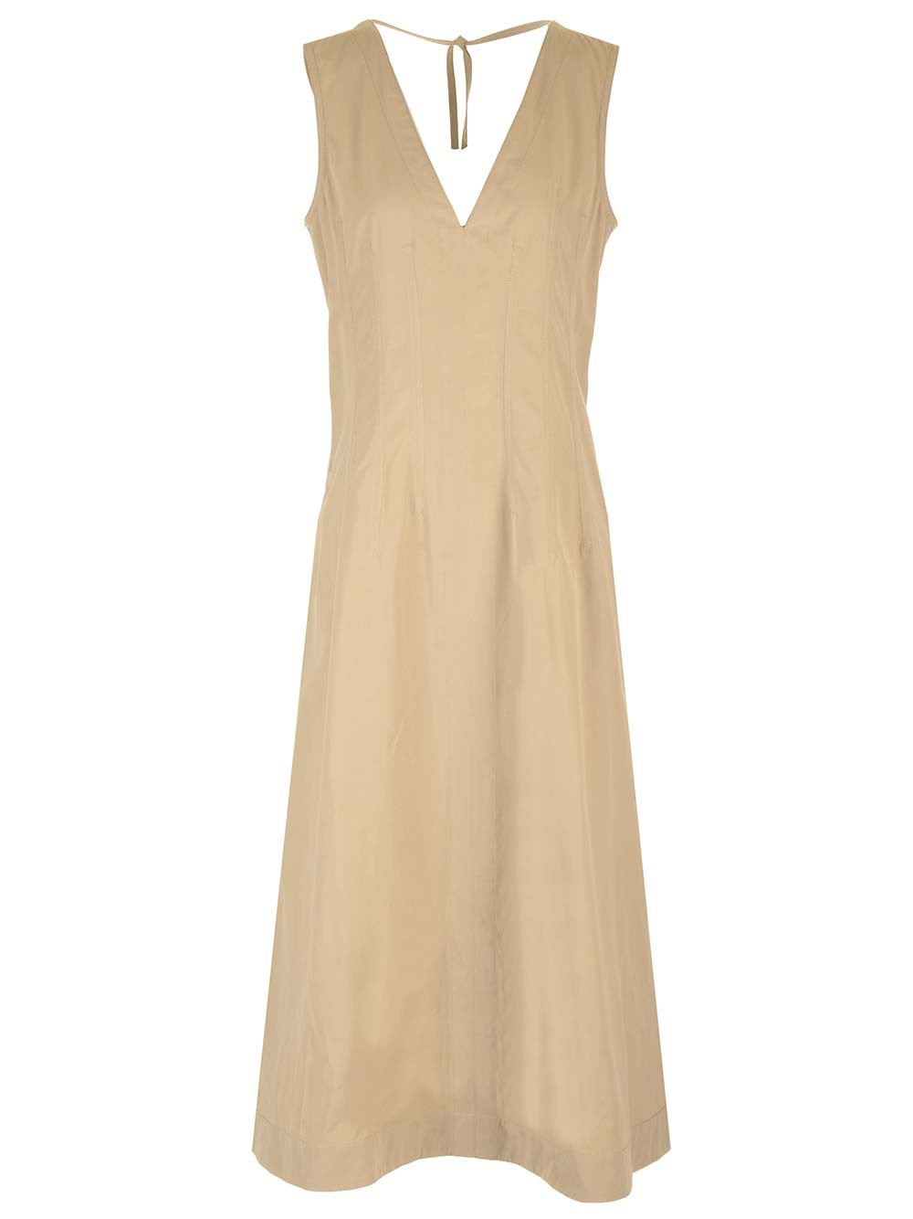 Bottega Veneta Women Beige Sleeveless Maxi Dress In Cotton BOTTEGA VENETA
