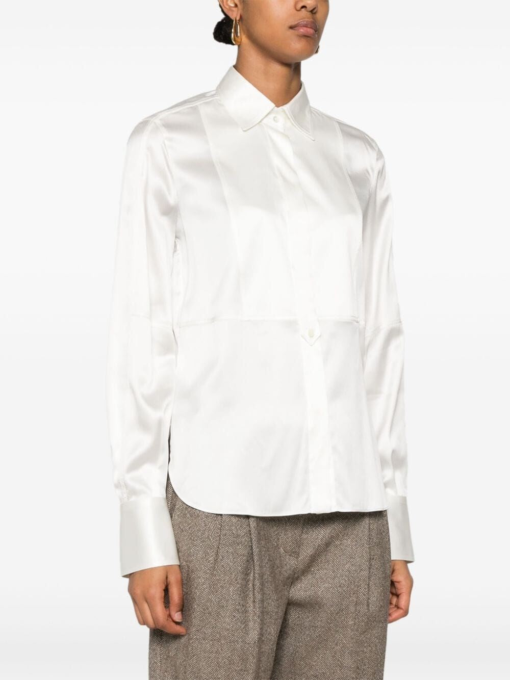 Brunello Cucinelli Women Satin Shirt With Monili BRUNELLO CUCINELLI