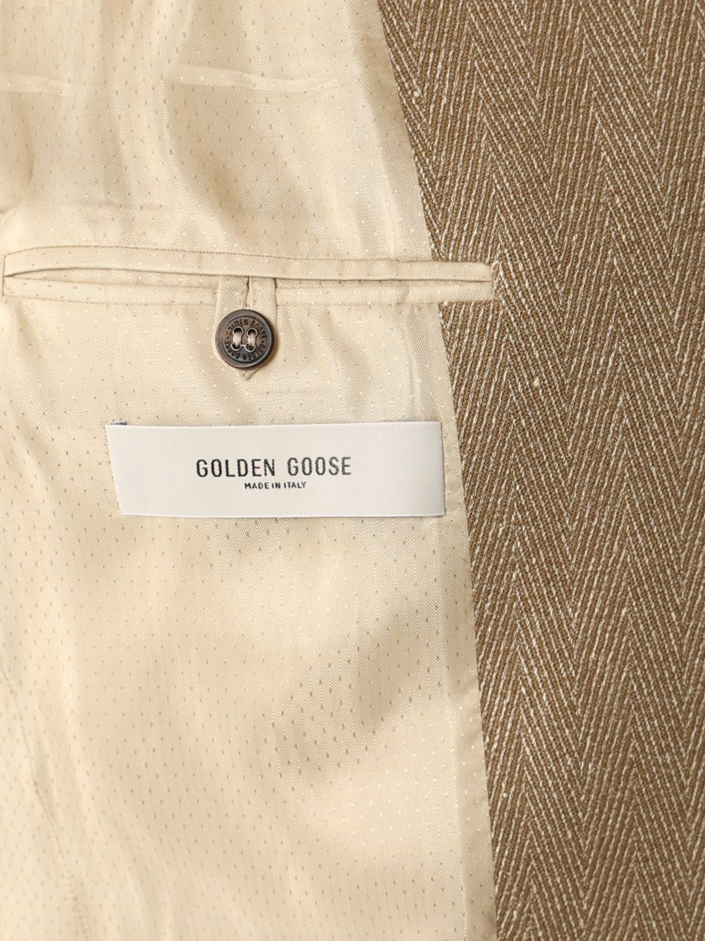 Golden Goose Men Single-Breasted Chevron Linen Blend Blazer GOLDEN GOOSE
