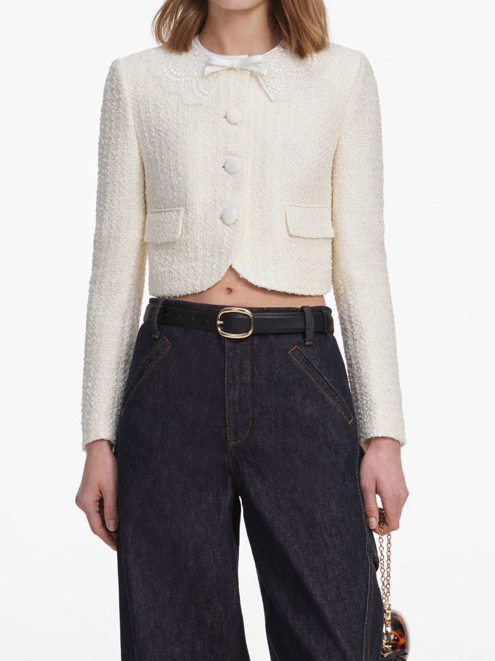 Self-Portrait Women Boucle Lace Collar Jacket SELF-PORTRAIT