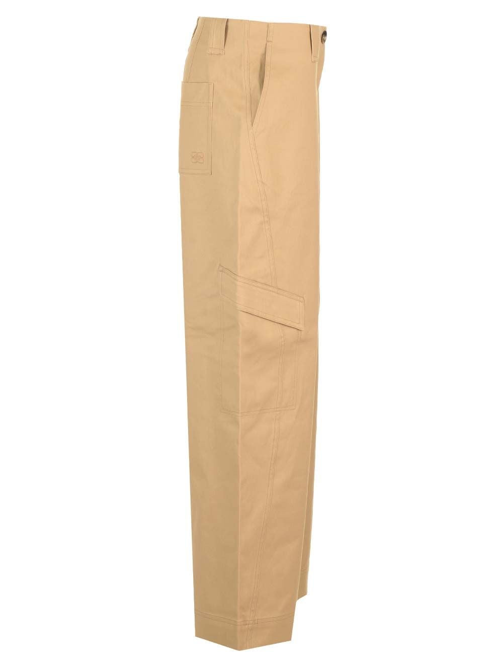 Ganni Women Cotton Canvas Cargo Trousers GANNI