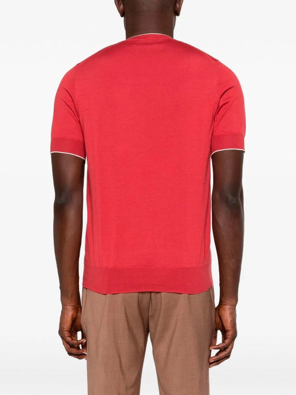 Brunello Cucinelli Men Cotton Lightweight Knit T-Shirt With Contrast Details BRUNELLO CUCINELLI