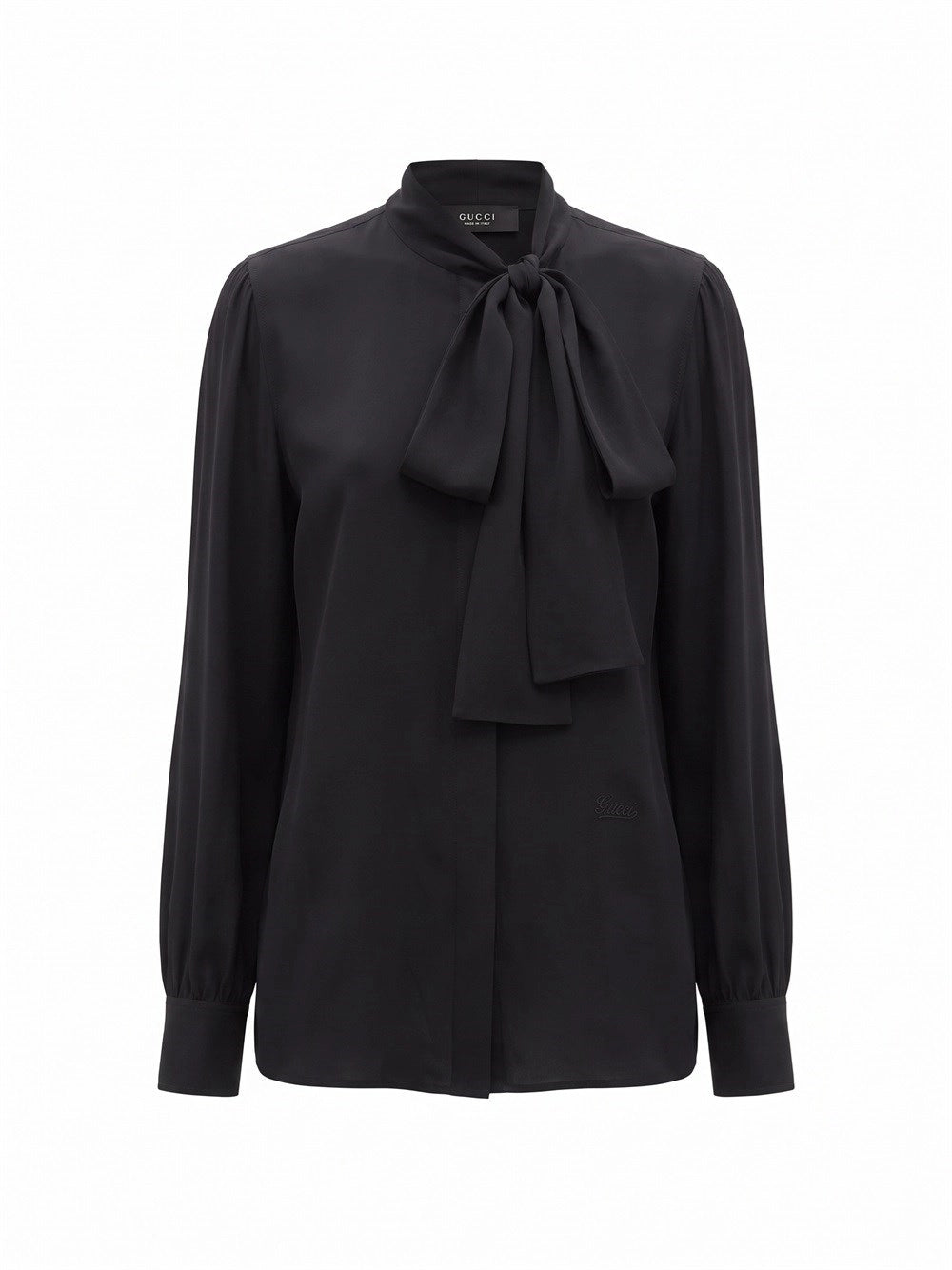 Gucci Women Silk Crepe De Chine Shirt With Self-Tie Bow GUCCI