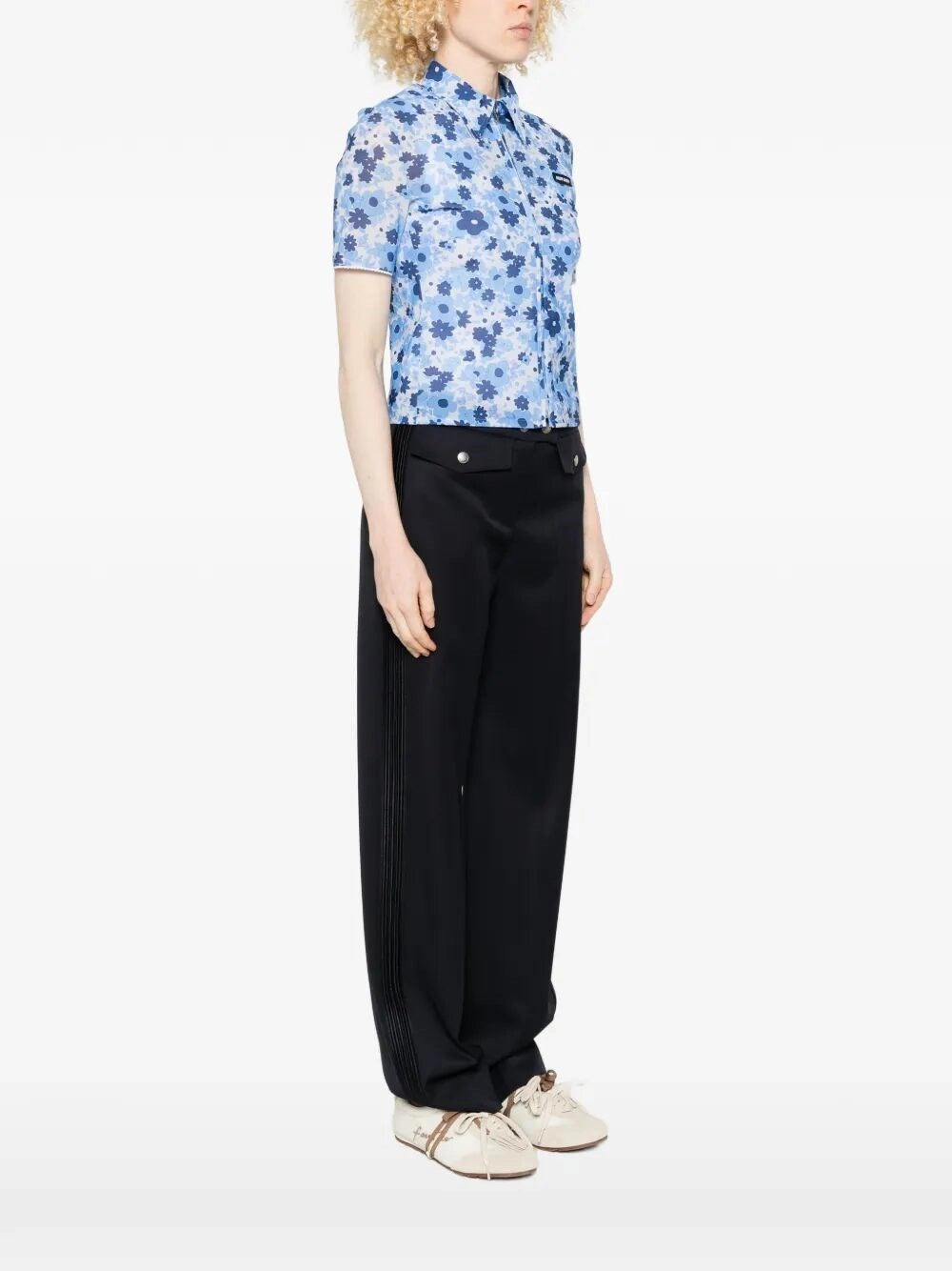 Miu Miu Women Cropped Printed Shirt MIU MIU