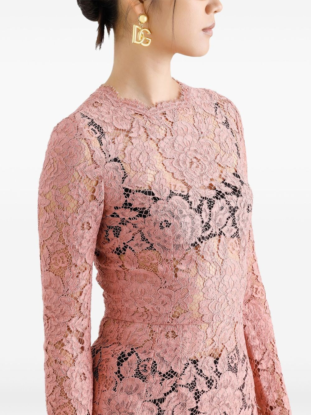 Dolce & Gabbana Women Branded Floral Cardonetto Lace Sheath Dress DOLCE & GABBANA