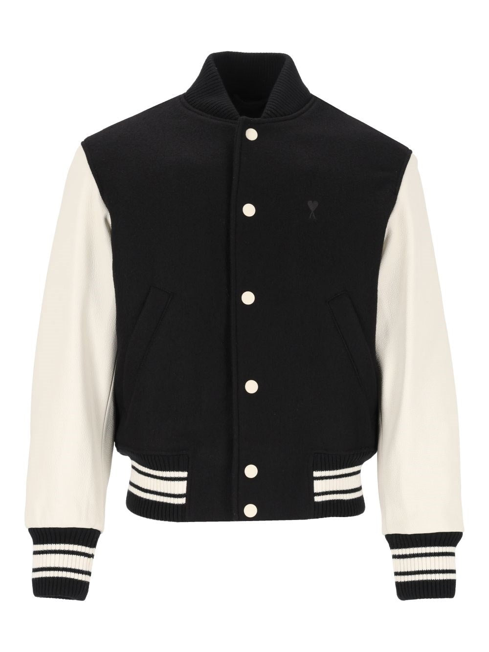 Ami Men Padded Wool And Leather Teddy Jacket AMI PARIS