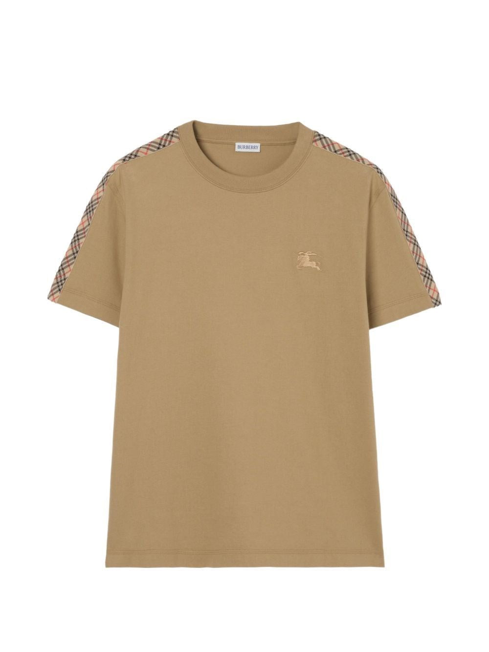 Burberry Men Cotton T-Shirt With Check Trim BURBERRY