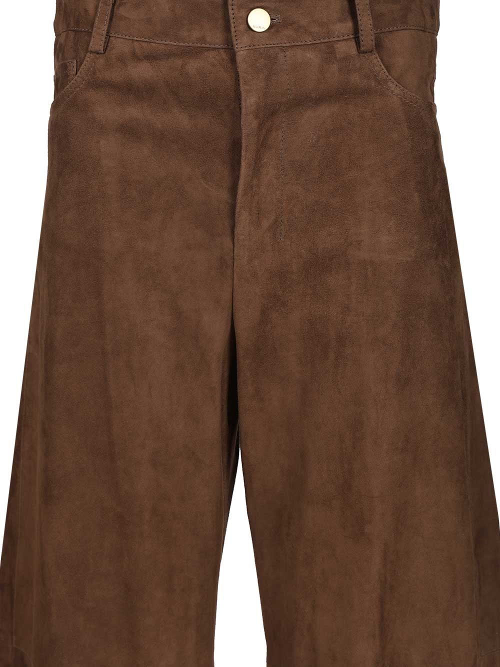 'S Max Mara Women Wide-Leg Suede Trousers S MAX MARA