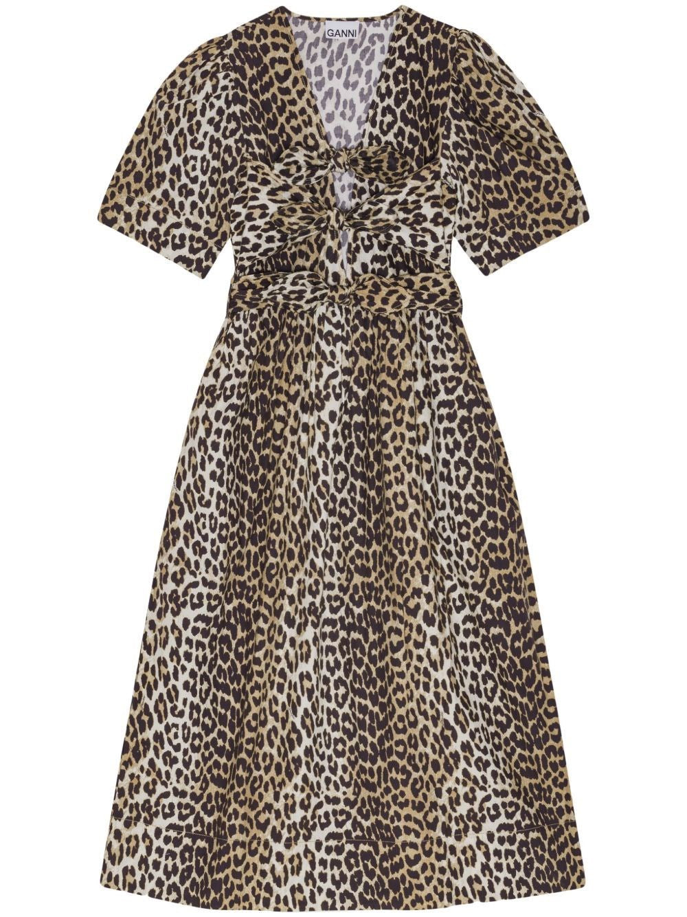 Ganni Women Leopard-Print Midi Dress GANNI