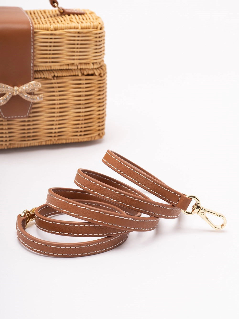 Self-Portrait Women Rattan Cherry Charm Mini Basket Bag