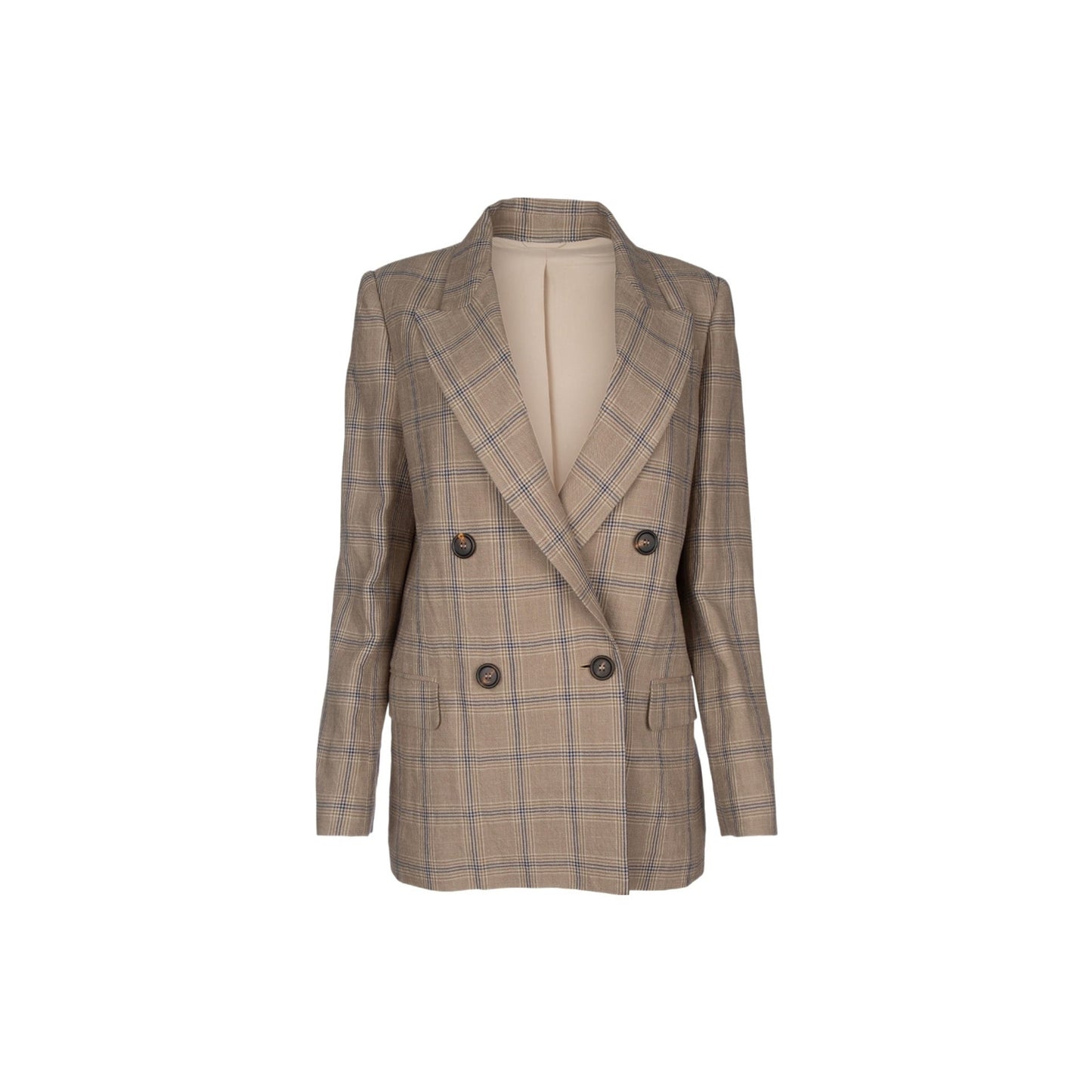Brunello Cucinelli Prince Of Wales Linen Blazer Women BRUNELLO CUCINELLI