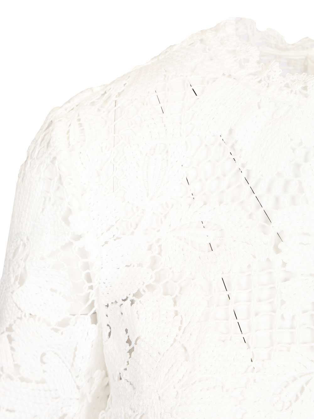 Self-Portrait Women White Crochet Lace Top SELF-PORTRAIT