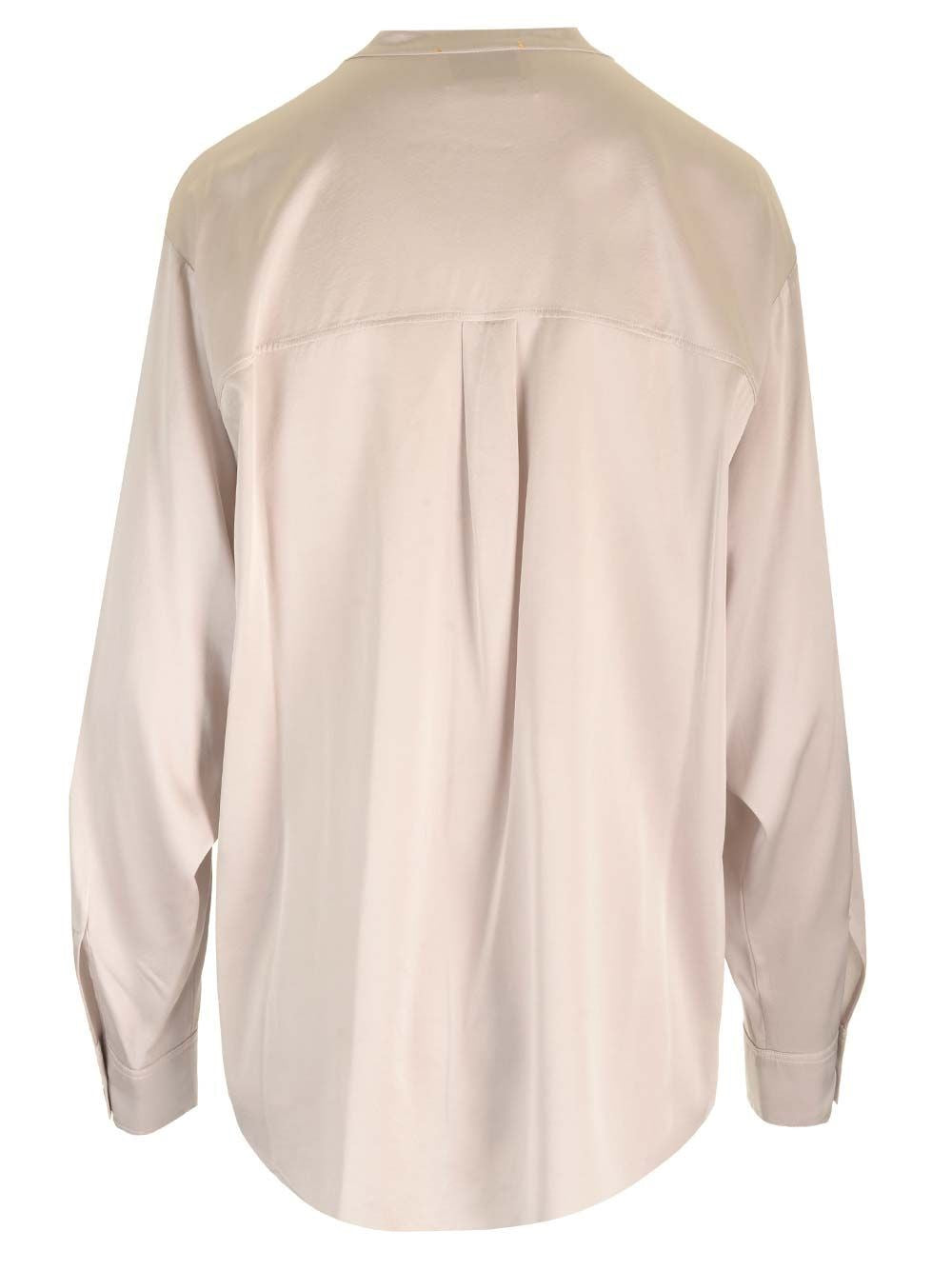 Forte_Forte Women Stretch Heavy Satin Silk Collar Shirt Perla FORTE FORTE