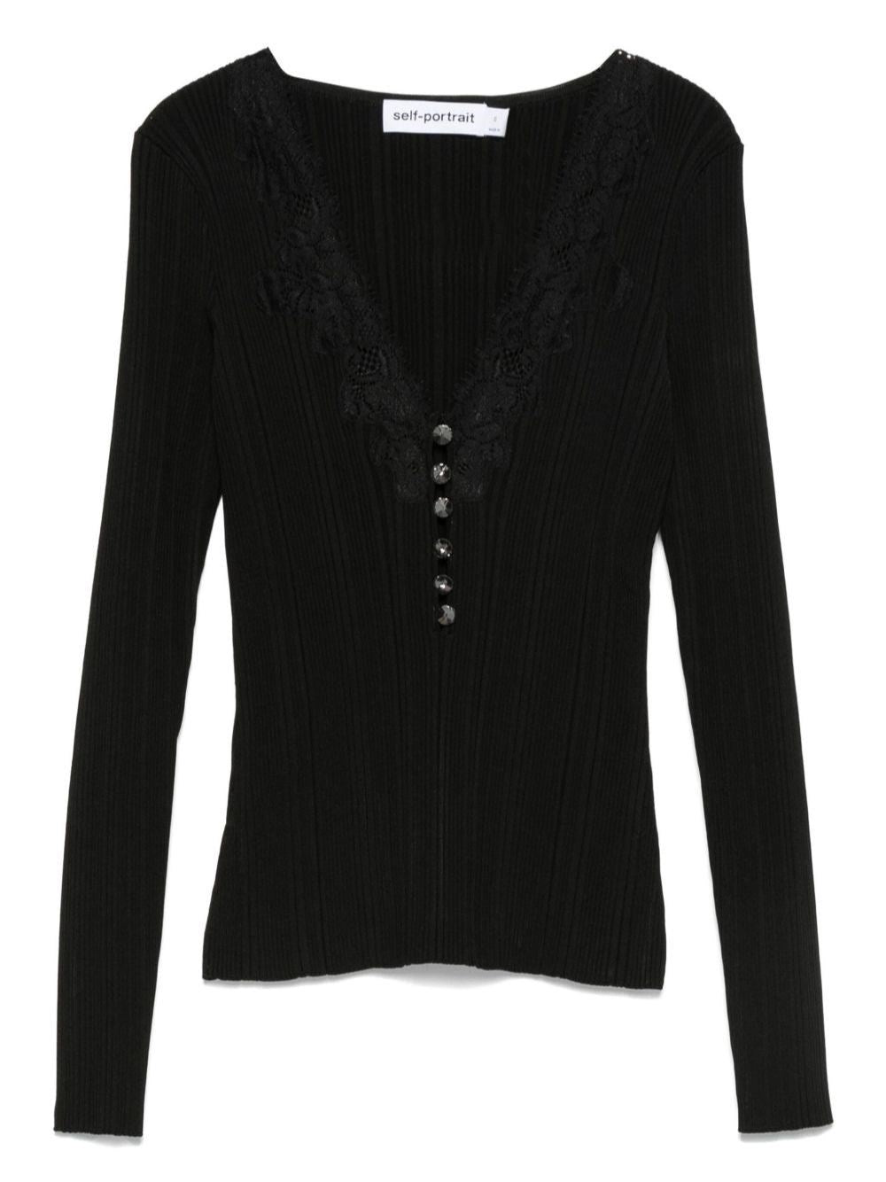 Self-Portrait Women Knitted Top With Lace SELF-PORTRAIT