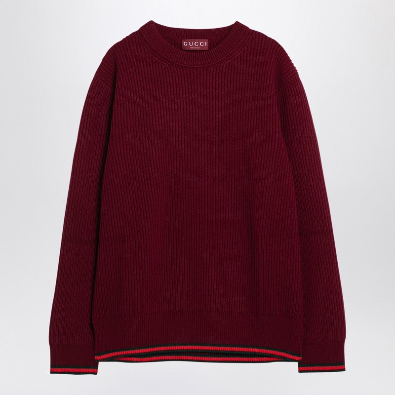 Gucci Burgundy Wool And Cashmere Jumper Men GUCCI