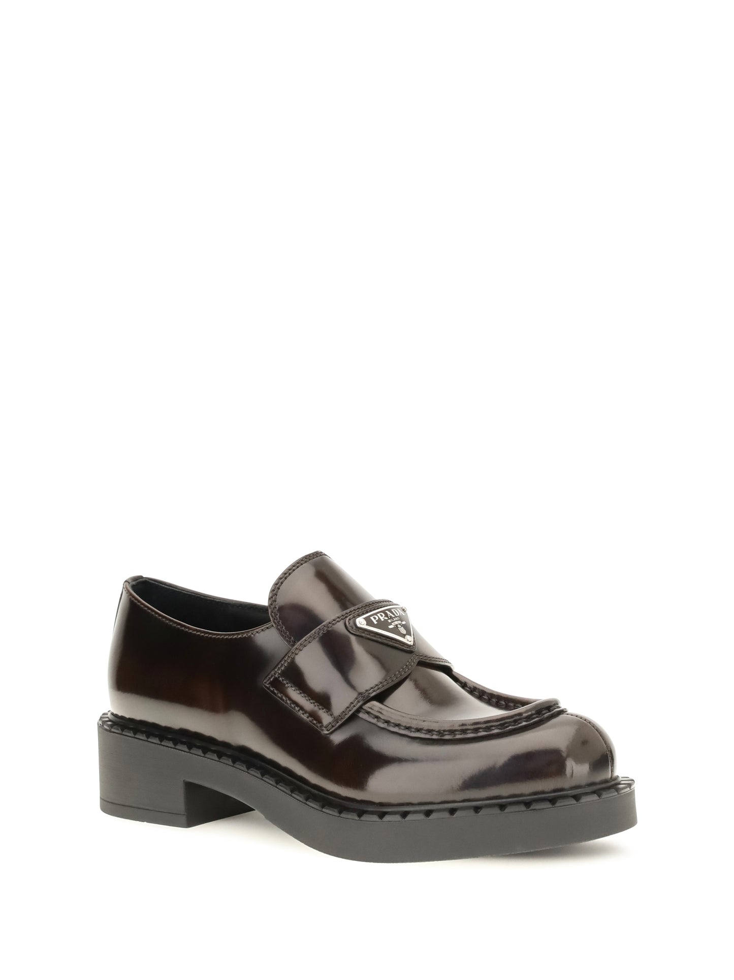 Prada Women Leather Logo Loafers PRADA