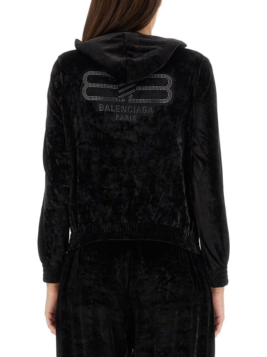 Balenciaga Women Bb Paris Zippered Sweatshirt BALENCIAGA