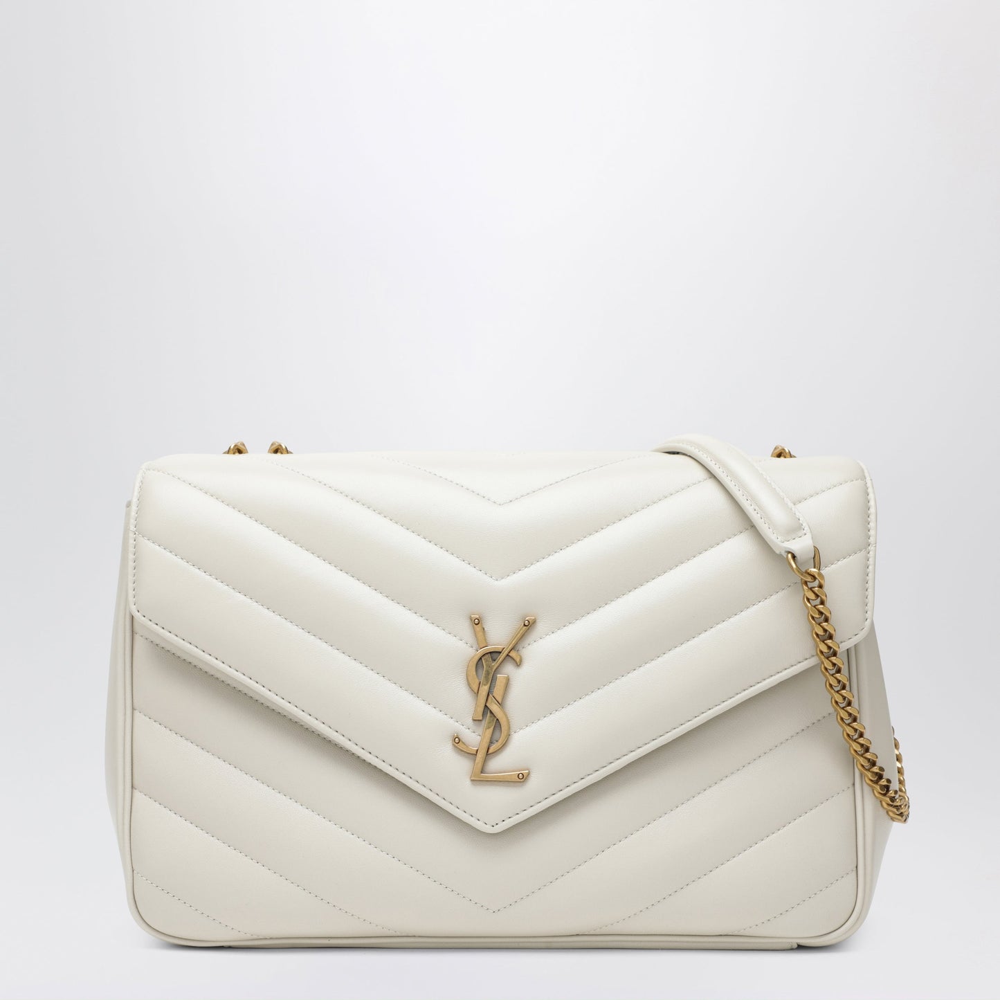 Saint Laurent Loulou Large Cream Leather Bag Women SAINT LAURENT