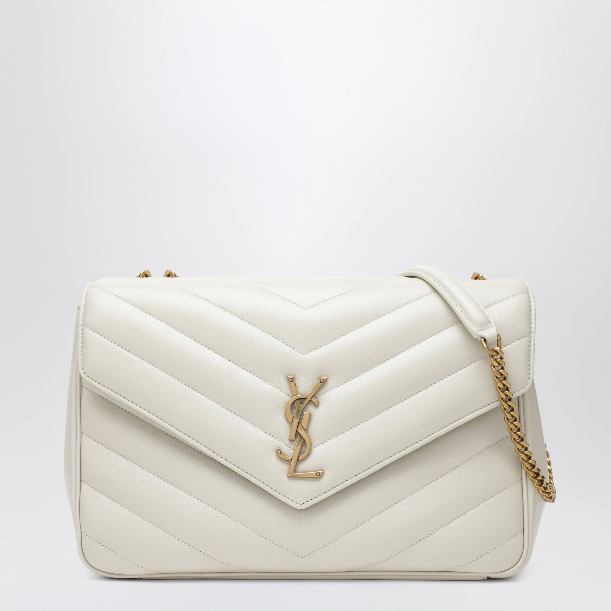 Saint Laurent Loulou Large Cream Leather Bag Women SAINT LAURENT