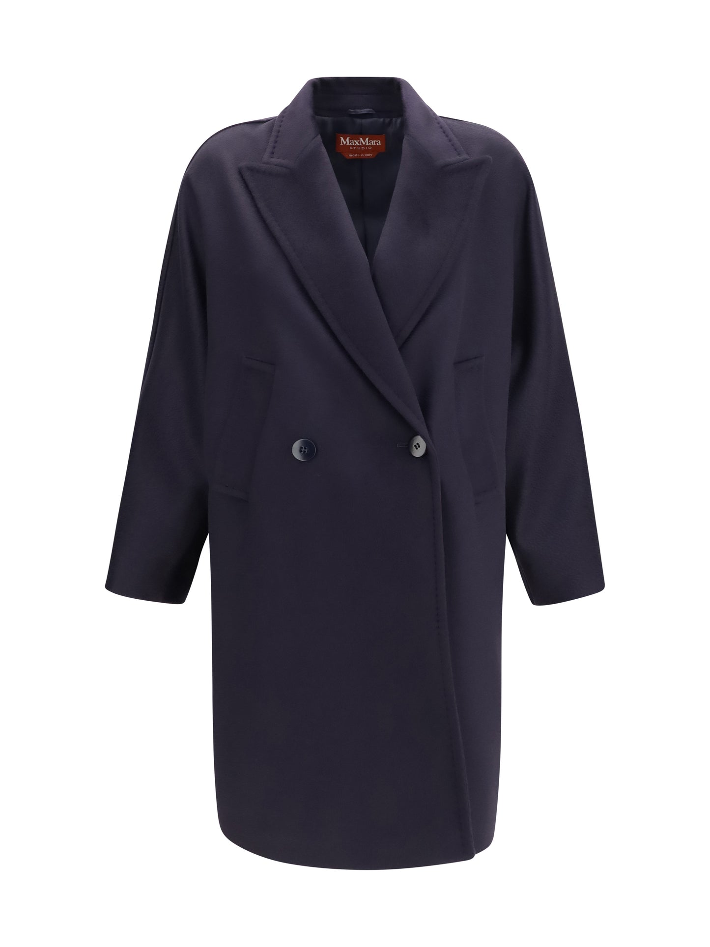 Max Mara Studio Women Double Breasted Wool Drap Coat MAX MARA STUDIO