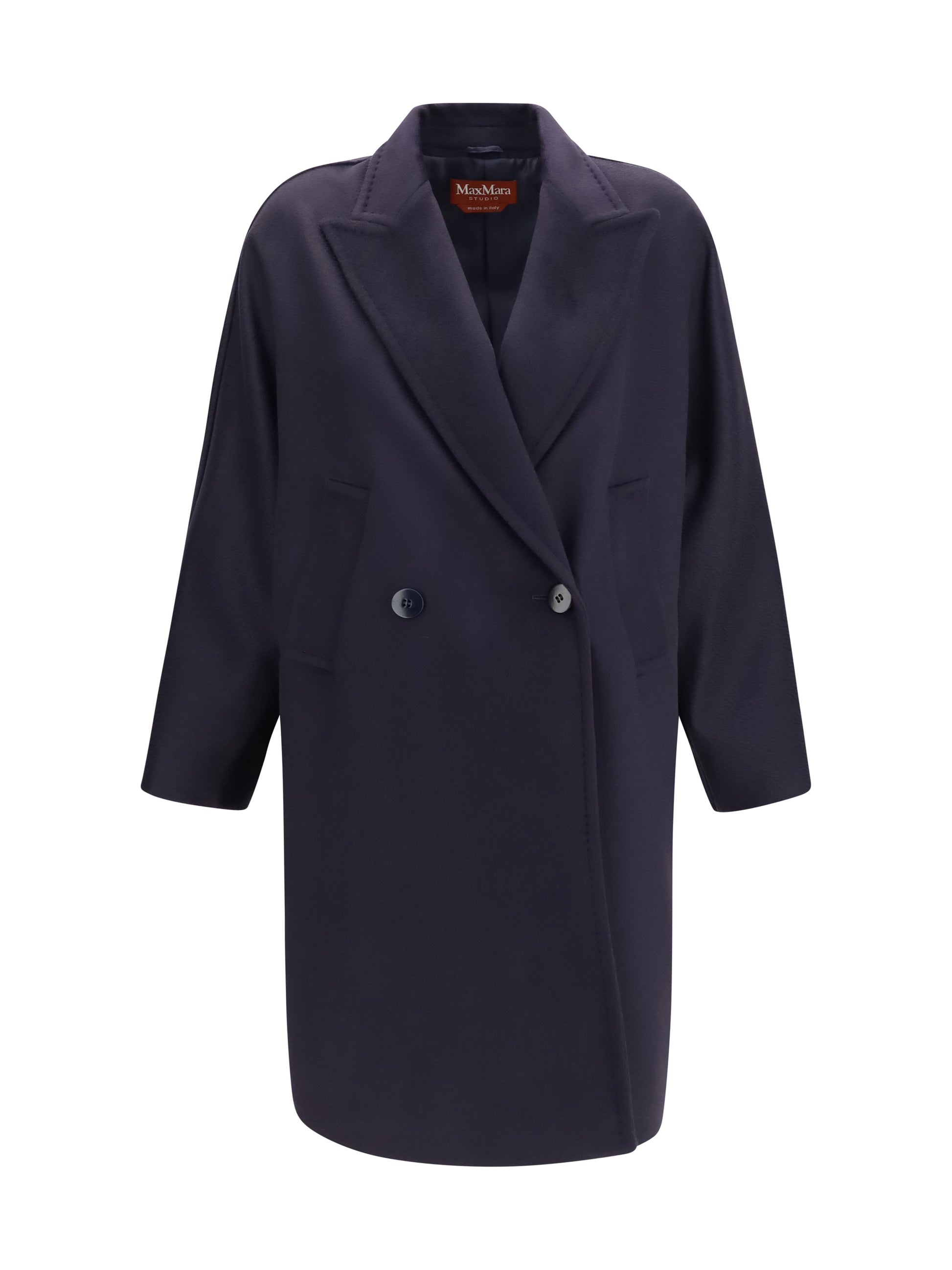 Max Mara Studio Women Double Breasted Wool Drap Coat MAX MARA STUDIO