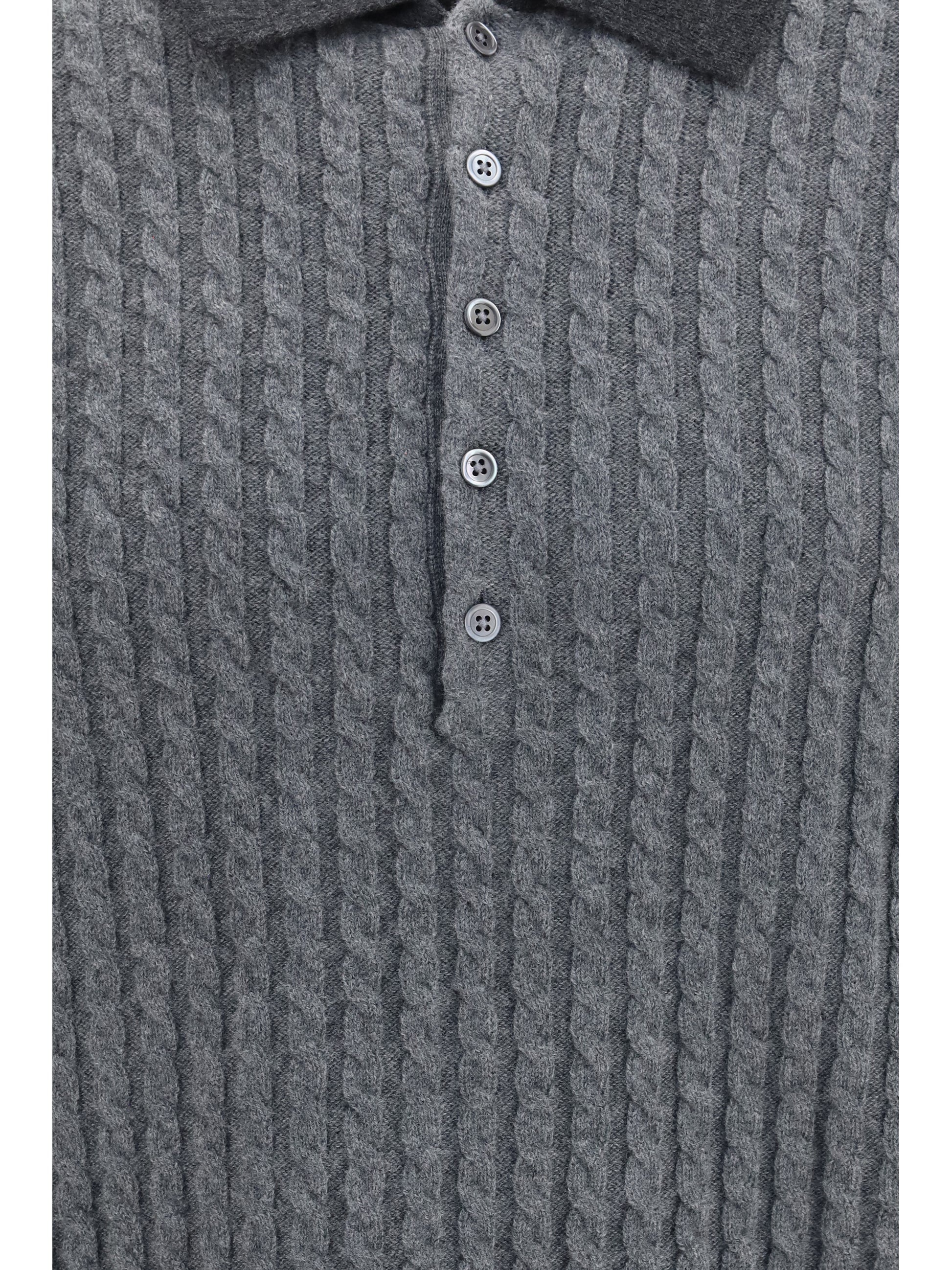 Thom Browne Men 4-Bar Cable-Knit Long-Sleeve Polo Sweater THOM BROWNE