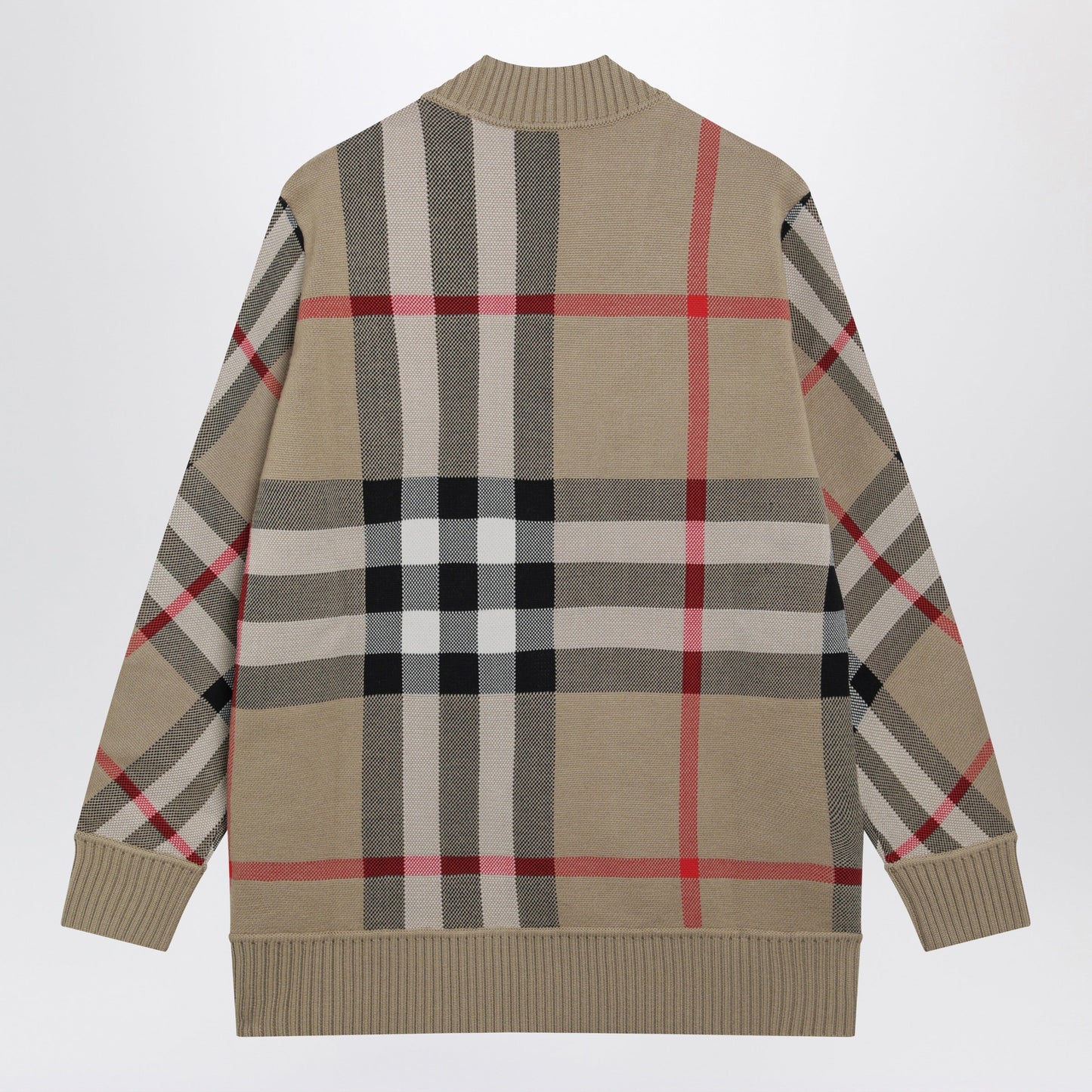 Burberry Beige Check Cardigan In Wool Blend Women BURBERRY