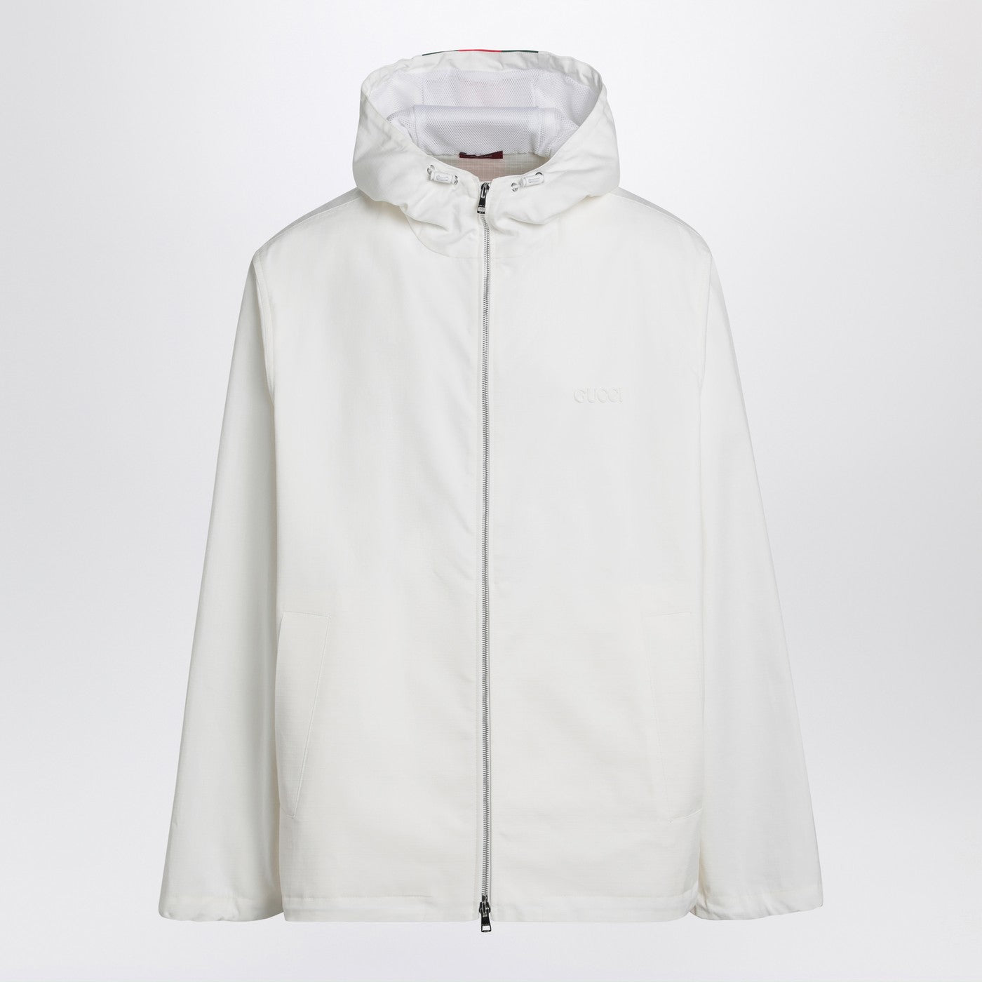 Gucci White Zip-Up Jacket With Logo Print Men GUCCI