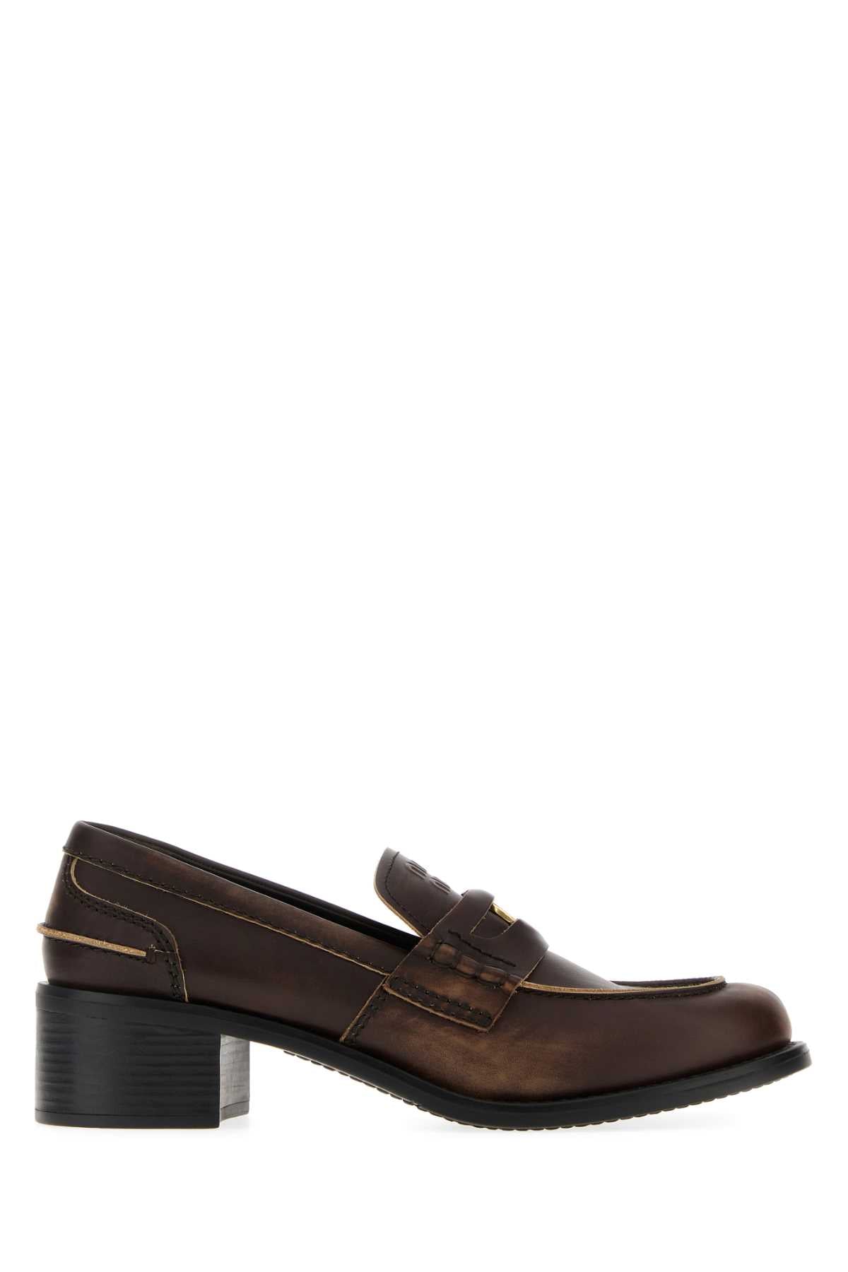 Miu Miu Women Brown Leather Loafers MIU MIU