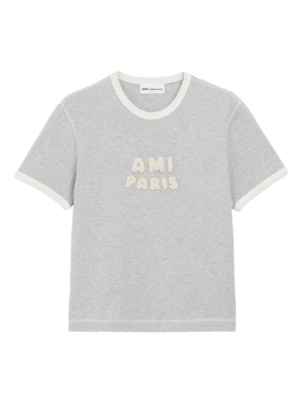 Ami Women Short Sleeves Classic Fit Teeshirt With Ami Paris Knitted Patch AMI PARIS