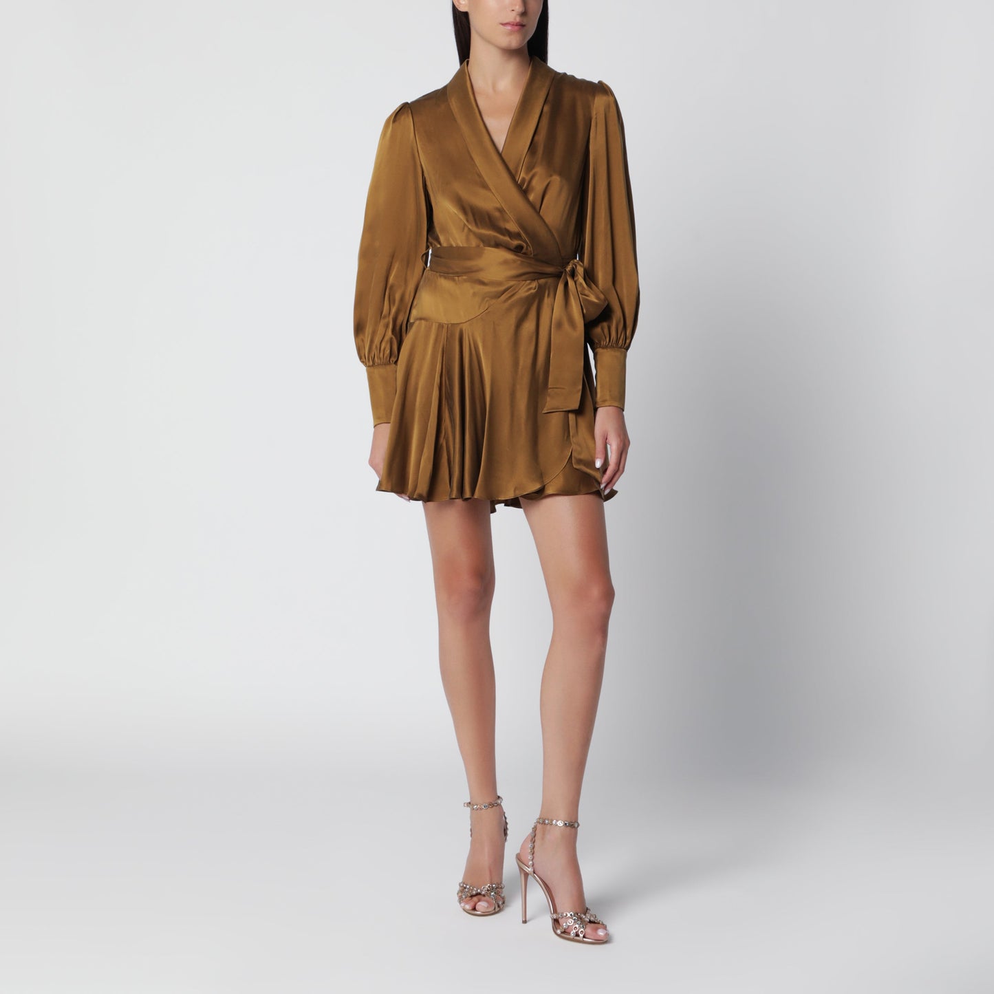 Zimmermann Khaki Silk Wrap Mini Dress Women ZIMMERMANN