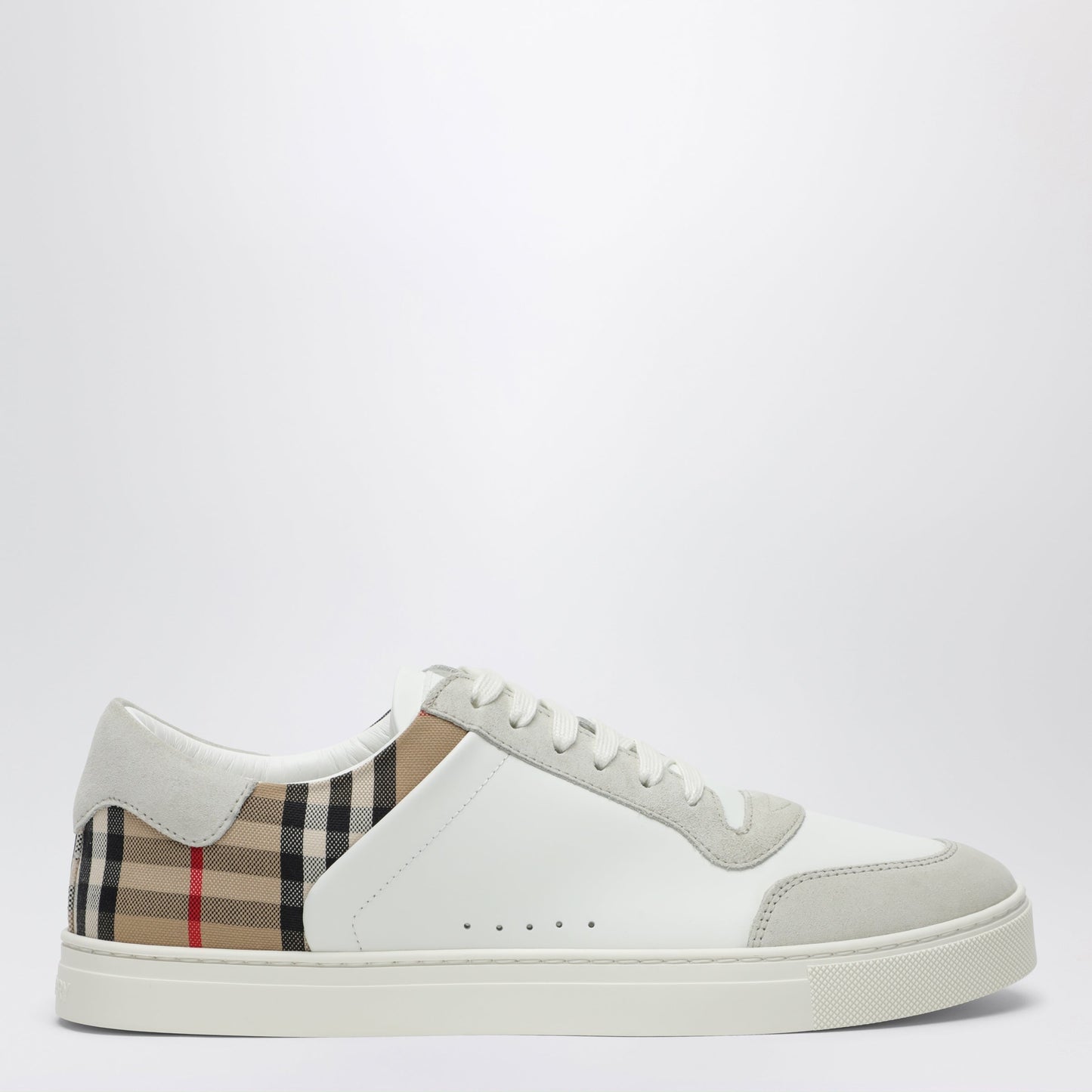 Burberry White And Check Leather Sneakers Men BURBERRY