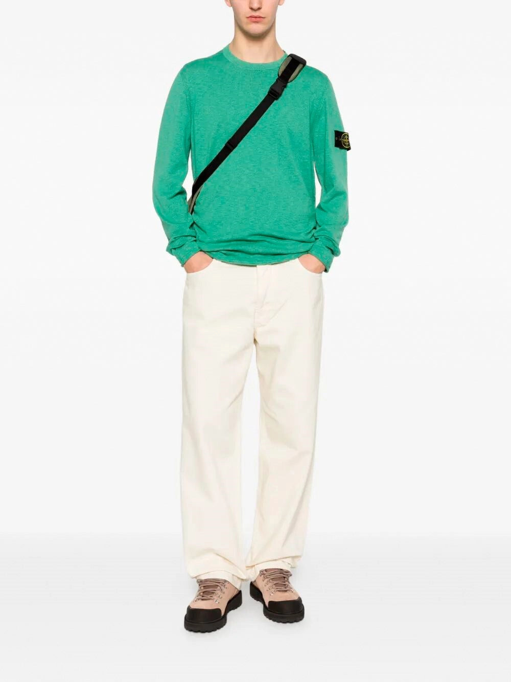 Stone Island Men Stocking Stitch Organic Cotton Nylon Crewneck STONE ISLAND
