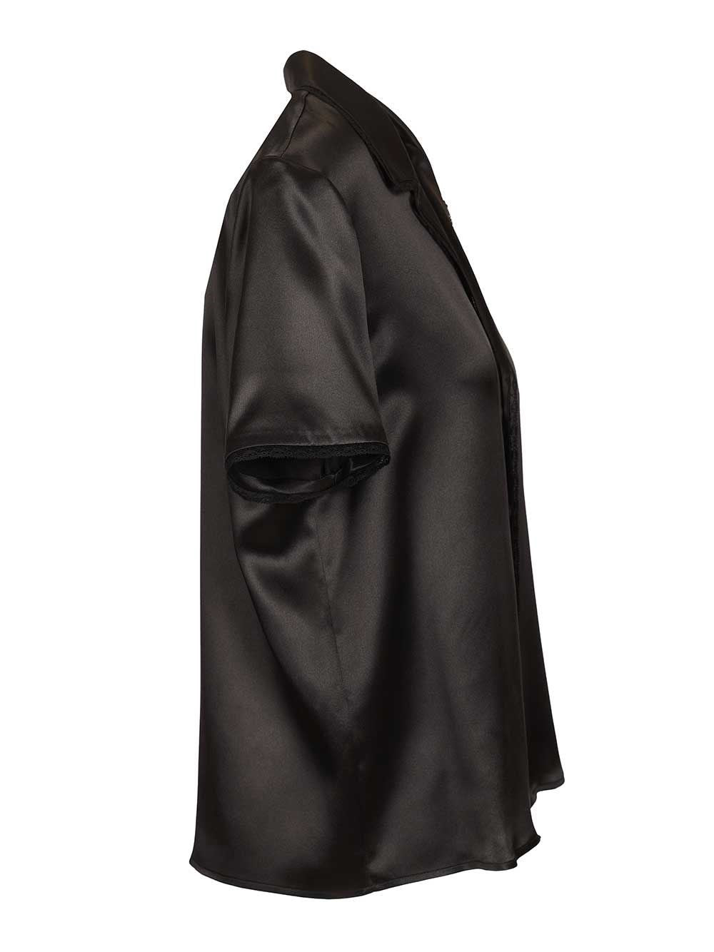Saint Laurent Women Silk Satin Shirt With Lace Edges SAINT LAURENT