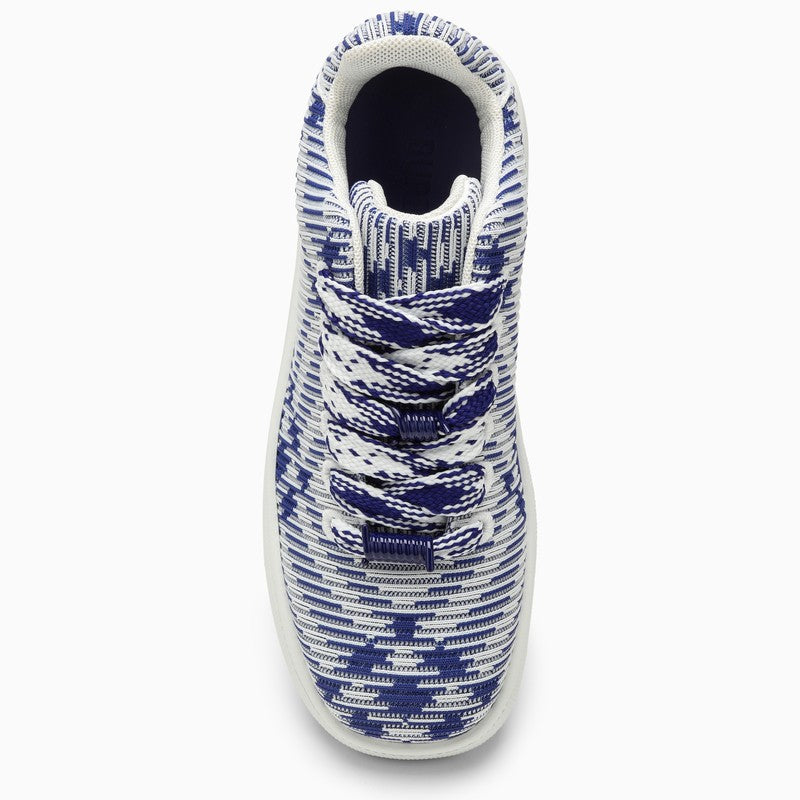 Burberry White/Blue Check Pattern Box Sneaker Men