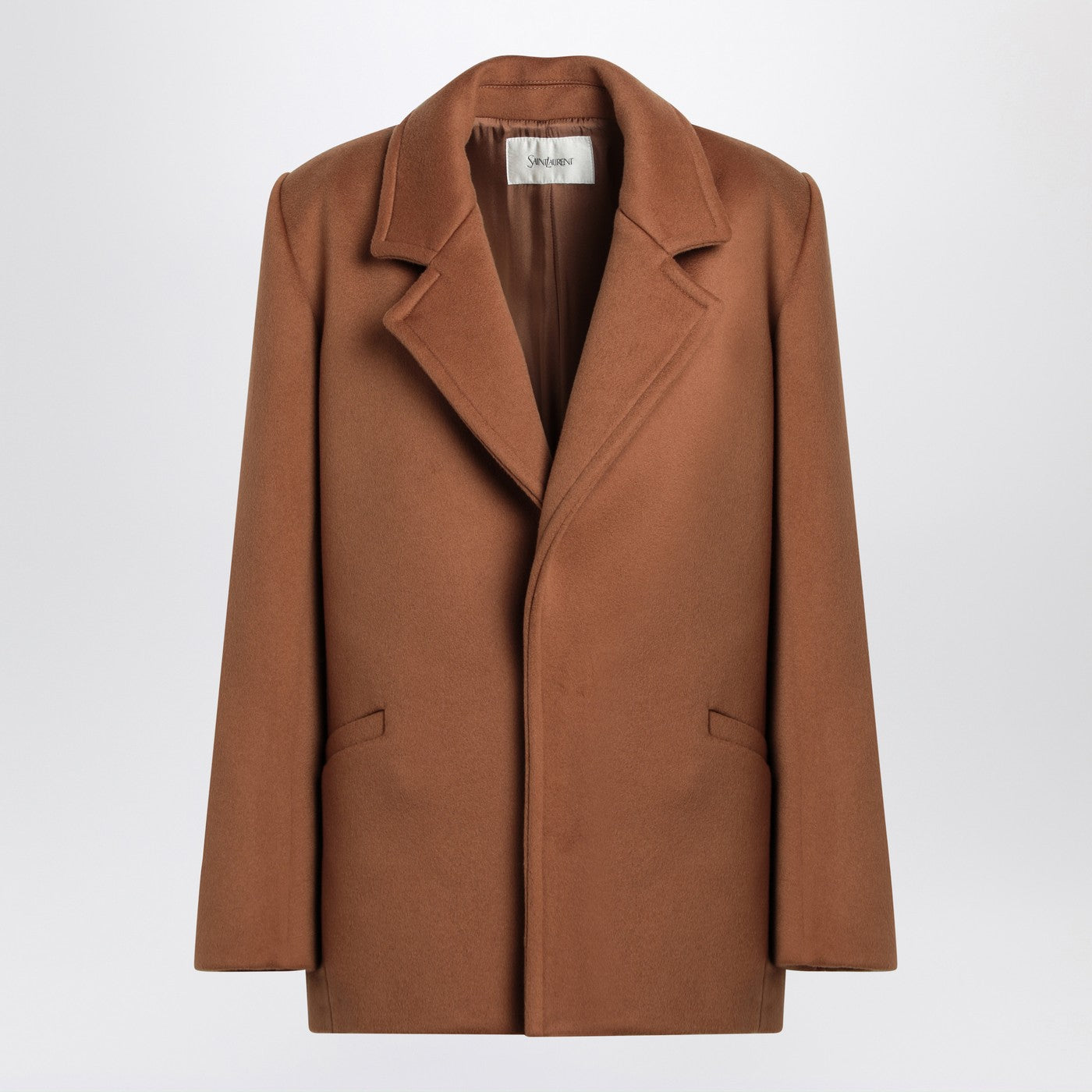 Saint Laurent Camel Wool Short Coat Women SAINT LAURENT