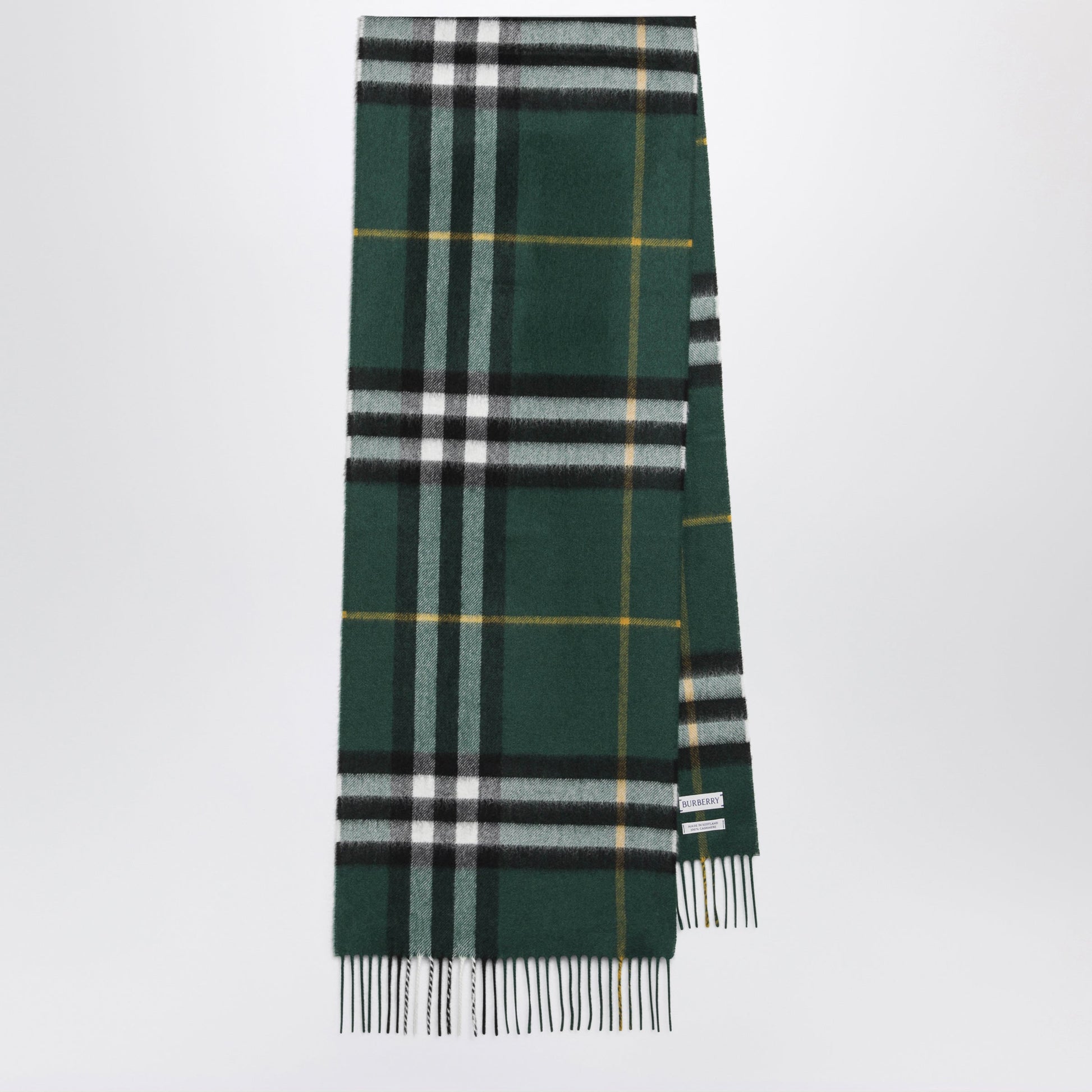 Burberry Cashmere Check Scarf In Dark Fern Green Women BURBERRY