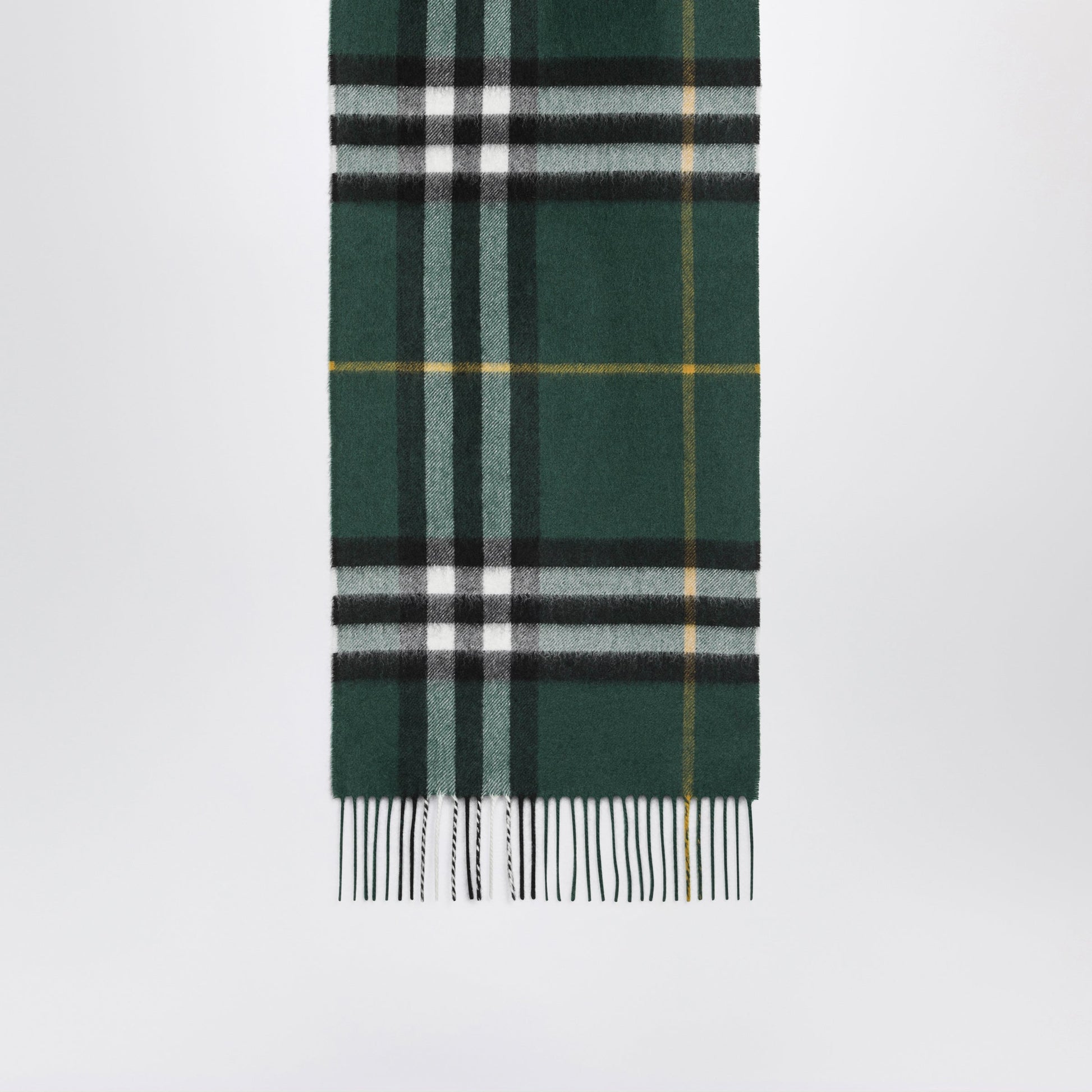 Burberry Cashmere Check Scarf In Dark Fern Green Women BURBERRY