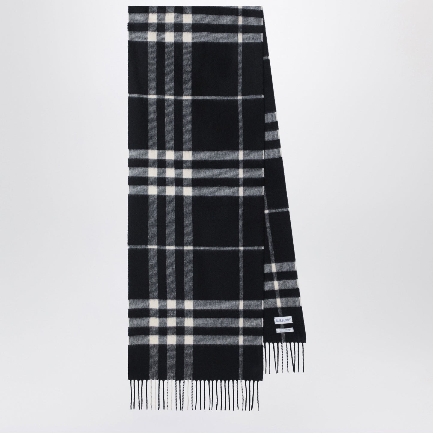 Burberry Black Check Cashmere Scarf Men BURBERRY